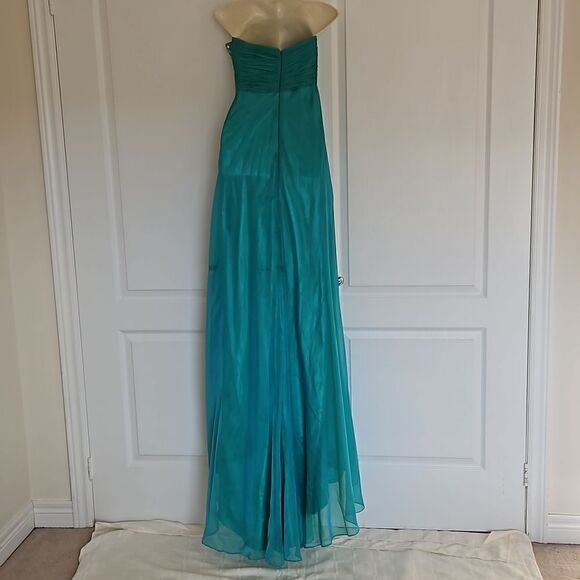 Rianna Couture Ladies Beaded Chiffon Strapless Dress Size 2 Emerald Green - Picture 4 of 16
